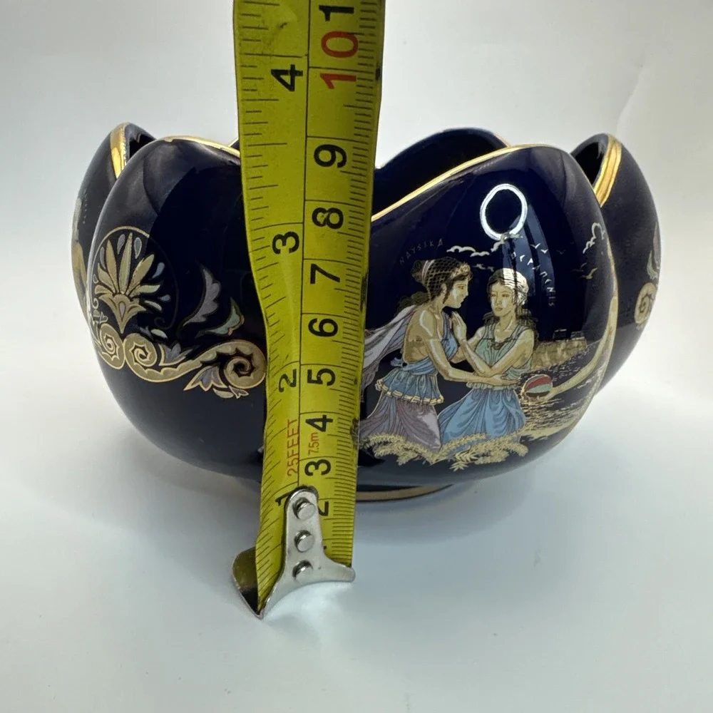 Cobalt blue jardiniere planter bowl Portrait Greek‎ Vase Scene 5.5